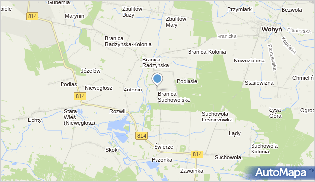 mapa Branica Suchowolska, Branica Suchowolska na mapie Targeo